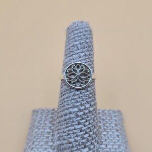 Size 6.75 Sterling Silver Boma Filigree Flower Band Ring A5194
